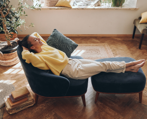 vecteezy top view of happy woman keeping eyes closed while relaxing 13691630