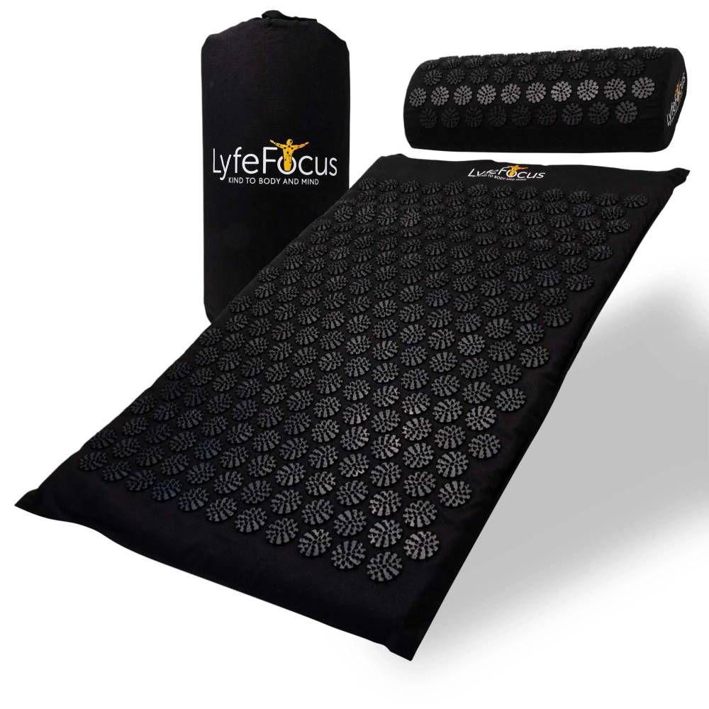 Acupressure Mat & Pillow (Black)