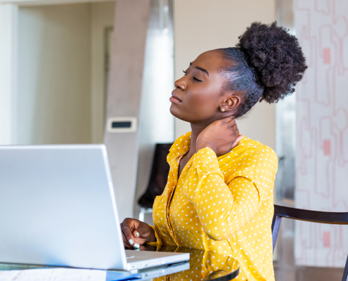 businesswoman shoulder and neck discomfort