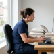 a healthcare woman having a poor forward head posture