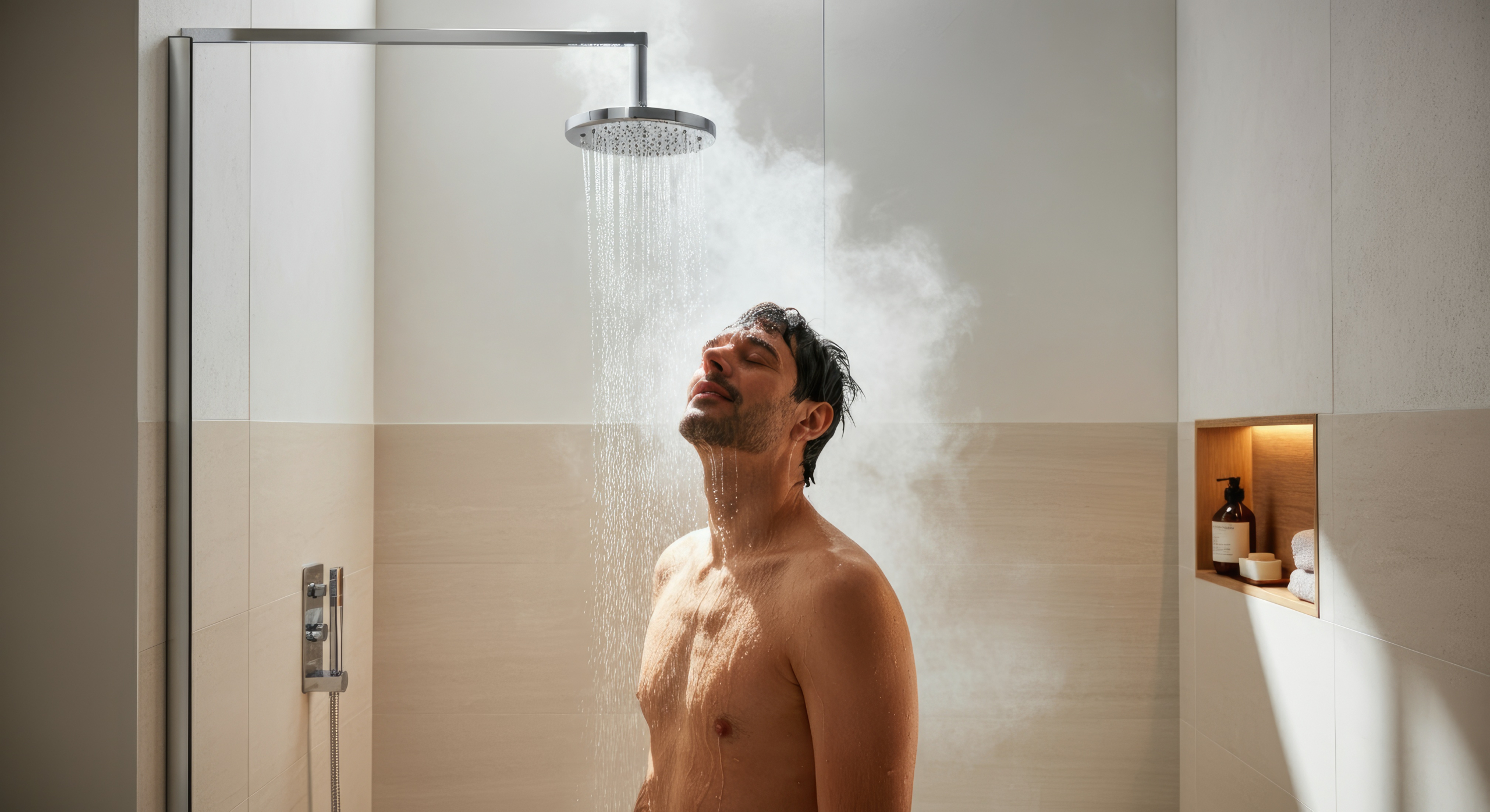 Cold and hot water therapy setup illustrating the hot shower after ice bath contrast protocol