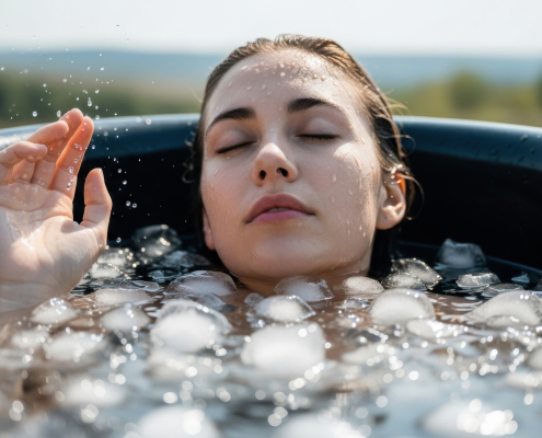 Athlete reviewing ice bath and workout timing before a cold plunge session