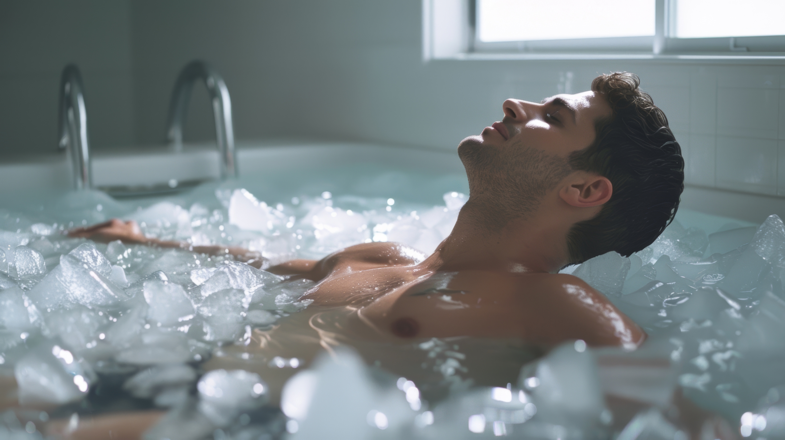 vecteezy a man sitting in a bathtub filled with ice his chest rising for effective ice bath for inflammation vecteezy a man sitting in a bathtub filled with ice his chest rising for effective ice bath for inflammation